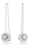 Swarovski Women's Hollow Rhodium-plated Chain & Crystal Thread-through Earrings In Rhodium Silver