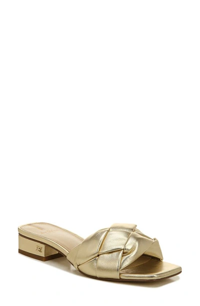 Sam Edelman Women's Dawson Braided Block Heel Slide Sandals In Gold Leaf Metallic