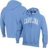 CHAMPION CHAMPION CAROLINA BLUE NORTH CAROLINA TAR HEELS TEAM ARCH REVERSE WEAVE PULLOVER HOODIE