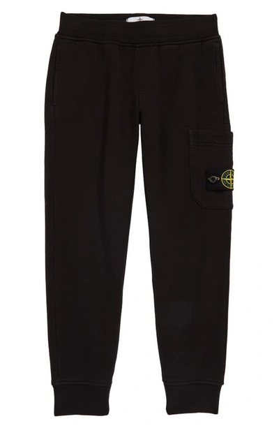 Stone Island Boys Black Kids Compass Logo-patch Cotton Jogging Bottoms 4-14 Years 10 Years In Blue