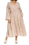 Vince Dahlia Long-sleeve Double V-neck Dress In Lotus Shell