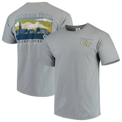 Image One Men's Gray Georgia Tech Yellow Jackets Team Comfort Colors Campus Scenery T-shirt