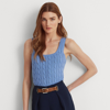 Ralph Lauren Cable-knit Sleeveless Sweater In Blue Loch
