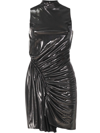 Balmain Ruched Sleeveless Mini Dress In Black