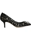 Dolce & Gabbana Scarpe Con Tacco In Pizzo Blu Notte Donna In Black