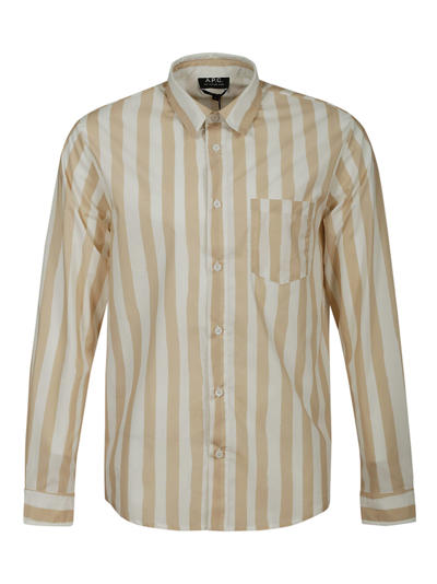 Apc Matthieu Striped Cotton-poplin Shirt In Rose Poudre