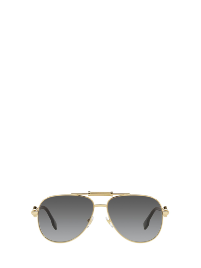 Versace Eyewear Pilot Frame Sunglasses In Gold / Grey / Silver