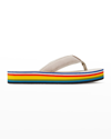 Tory Burch 70s Suede Flatform Thong Sandals In Calcare Sterling