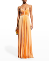 A.l.c Aries Pleated Maxi Gown In Mandarin