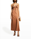 A.l.c Sienna Cut-out Satin Midi Dress In Rawhide