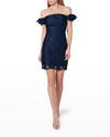MILLY BRITTON OFF-SHOULDER GUIPURE LACE DRESS