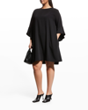 Caroline Rose Plus Size Julia Ruffle-sleeve Crepe Dress In Black