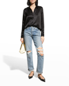 L Agence Tyler Long-sleeve Blouse In Dark Fores