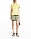 Lafayette 148 Modern Short-sleeve Cotton Jersey Tee In Lime Grove