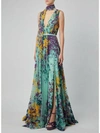 ELIE SAAB BELTED BEADED SLEEVELESS GOWN