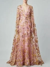 ELIE SAAB EMBROIDERED AND SEQUIN LONG SLEEVE GOWN