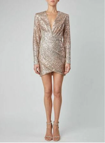 Elie Saab Nude-silver Sequin Cocktail Dress
