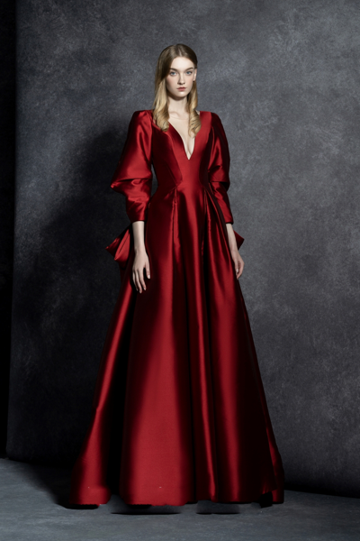The Atelier Couture Hazel Red Long Sleeve Gown