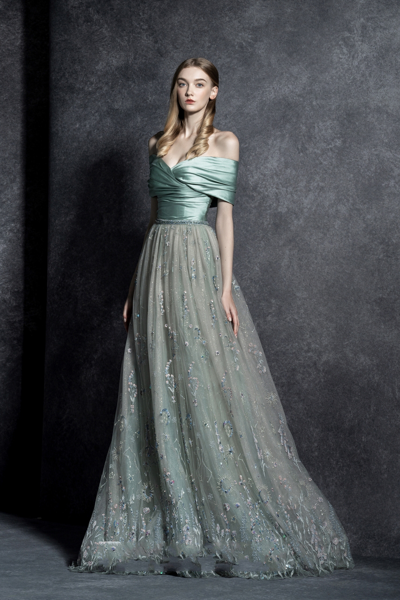 The Atelier Couture Heather Off The Shoulder Gown