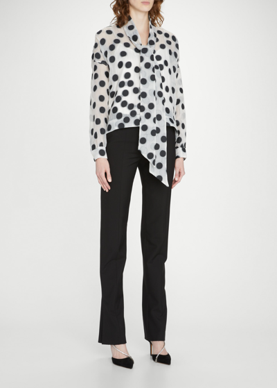 Libertine Peggy Dots Tie-neck Silk Blouse In Polka Dots