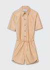 Nanushka Vegan-leather Short-sleeve Playsuit In Eggshell