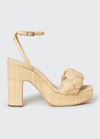 LOEFFLER RANDALL FAE BRAIDED RAFFIA ANKLE-STRAP SANDALS