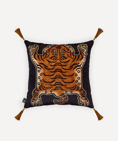 House Of Hackney Saber Medium Velvet Tassel Cushion In Noir