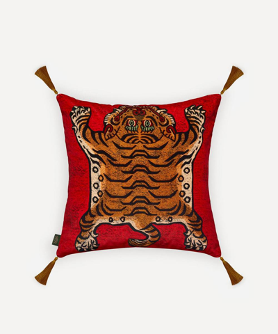 House Of Hackney Saber Medium Velvet Tassel Cushion In Cinnabar