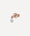 Maria Tash 18ct 4mm Floating Pear Diamond Charm Single Stud Earring In Rose