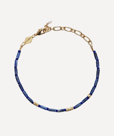 Anni Lu Gold-plated Azzurro Beaded Bracelet In Blue