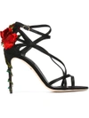 Dolce & Gabbana Velvet And Crystal-embellished Satin Sandals In Black