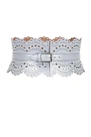 Alaïa Lambskin Leather Wide Corset Belt In Nuage