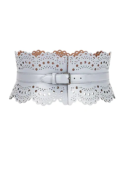 Alaïa Lambskin Leather Wide Corset Belt In Nuage