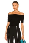 Enza Costa Stretch Silk Knit Half Sleeve Off Shoulder Top In Black