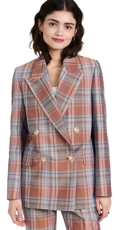 Acne Studios Janny Dry Co Check Jacket In Burgundy/aqua