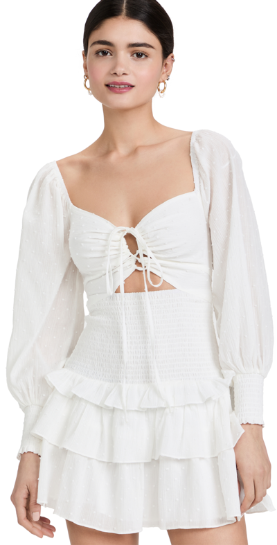 Astr Marietta Puff-sleeve Minidress In White