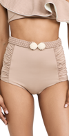 Johanna Ortiz Cape Of Good Reversible Bikini Bottoms In Camel/ecru