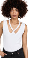 Mm6 Maison Margiela Crisscross Halter Cotton Tank Top In White