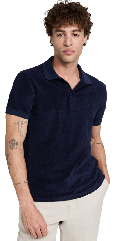 Vilebrequin Pacific Logo-embroidered Cotton-blend Terry Polo Shirt In Navy