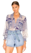Misa Nora Button-front Chiffon Top In Majorelle Mixed Tile