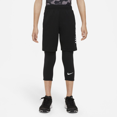 Nike Pro Dri-fit Big Kids' (boys') 3/4-length Tights In Black