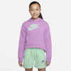 Nike Sportswear Club Fleece Big Kids' (girls') Hoodie In Violet Shock/mint Foam