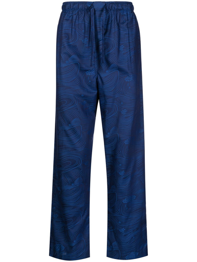 Derek Rose Paris 22 Lounge Trousers In Blue
