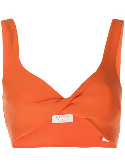 Bec & Bridge Clover Cropped Stretch-woven Top In Flame