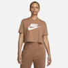 Nike Sportswear Essential Women's Cropped Logo T-shirt In Mineral Clay,white