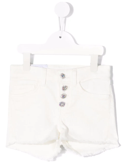 Dondup Kids' Button-up Denim Shorts In White