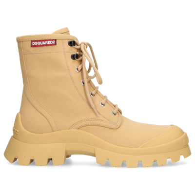 Dsquared2 40mm Tank Canvas Combat Boots In Beige