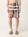 Burberry Men's Guildes Vintage Check Swim Shorts In Beige