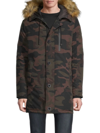 Guess Men's Faux Fur Hooded Parka In Camouflage