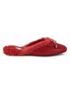 Jessica Simpson Women's Embellished Faux Fur-trim & Lined Mules In Red